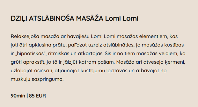 Laipa Spa masāža