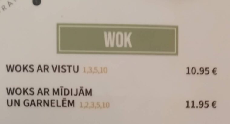 Eat & Chill ēdienkarte