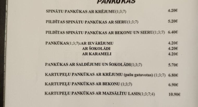 Ķēķis Ēdienkarte