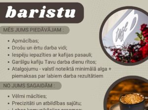 Coffee shop Tase aicina darbā Baristu