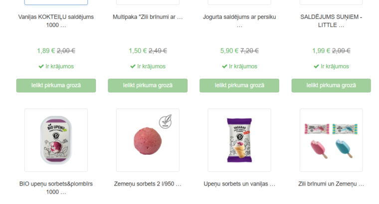 Druvas Saldējuma Aprīļa interneta veikala atlaides