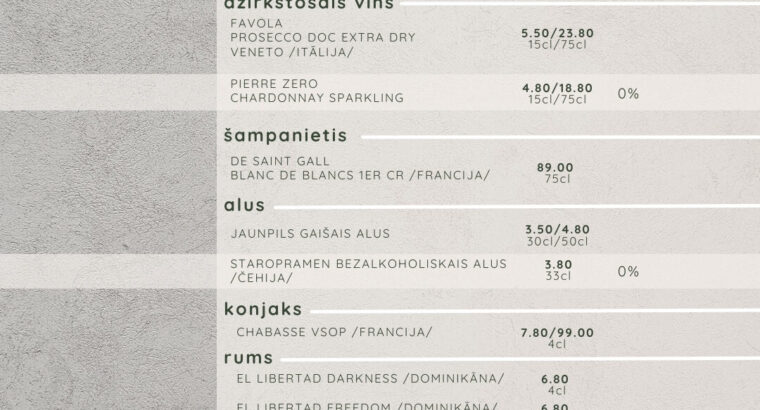 Laipa SPA Brasērija | Restorāns ēdienkarte