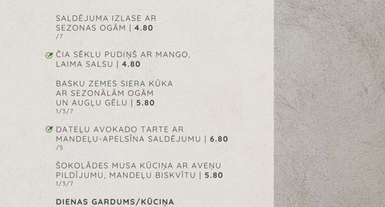 Laipa SPA Brasērija | Restorāns ēdienkarte