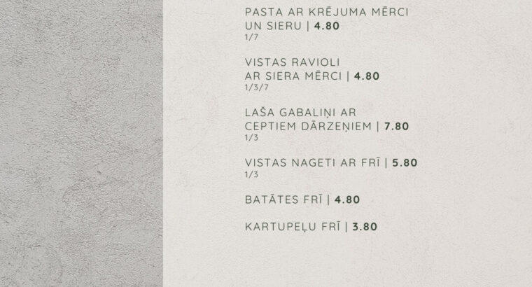 Laipa SPA Brasērija | Restorāns ēdienkarte