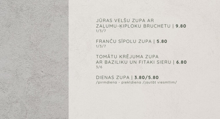 Laipa SPA Brasērija | Restorāns ēdienkarte