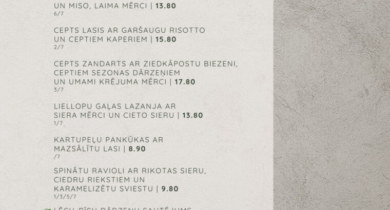 Laipa SPA Brasērija | Restorāns ēdienkarte