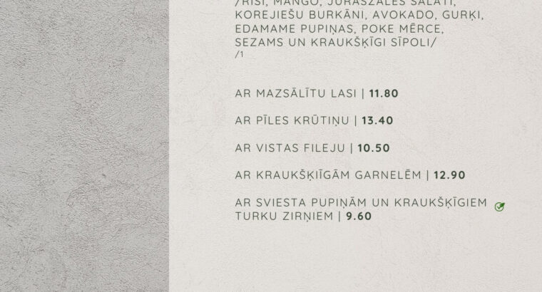 Laipa SPA Brasērija | Restorāns ēdienkarte