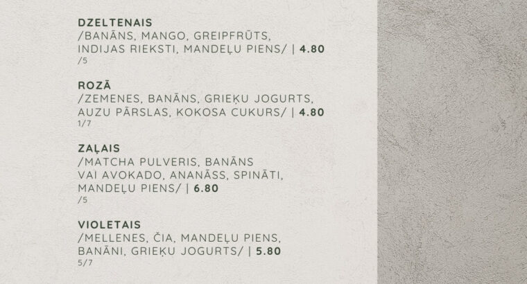 Laipa SPA Brasērija | Restorāns ēdienkarte