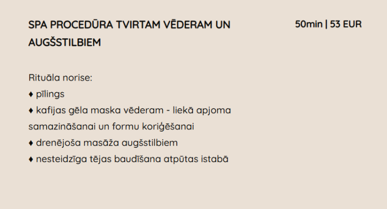 Laipa SPA, SPA Rituāli