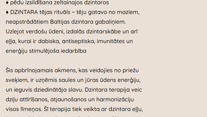 Laipa SPA, SPA Rituāli