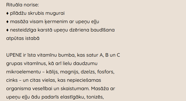 Laipa SPA, SPA Rituāli