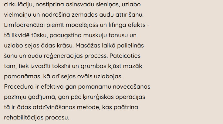 Laipa SPA, Sejas procedūras