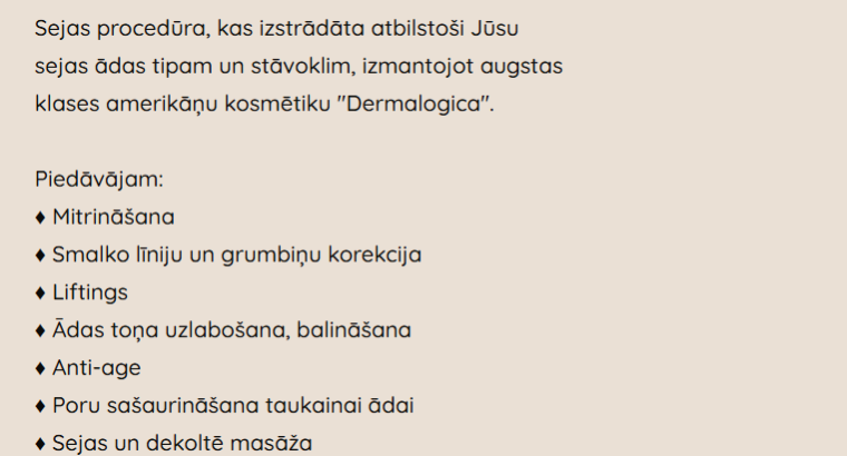 Laipa SPA, Sejas procedūras