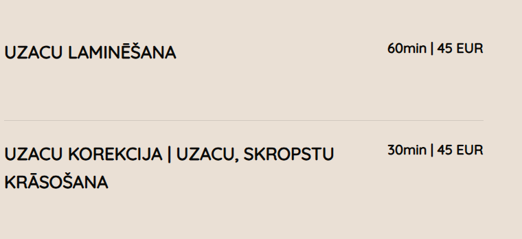 Laipa SPA, Sejas procedūras