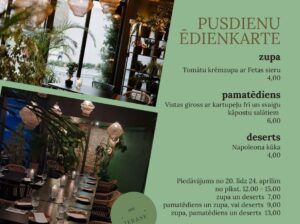 Kafejnīca “Terase” ēdienkarte