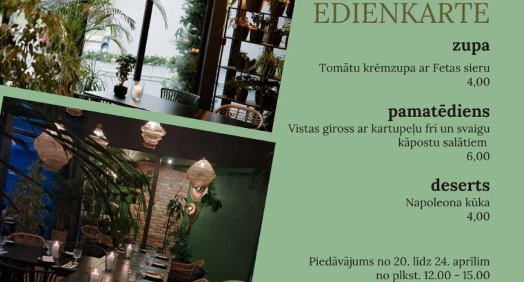 Kafejnīca “Terase” ēdienkarte