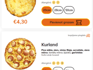 Stender`s Pica ēdienkarte