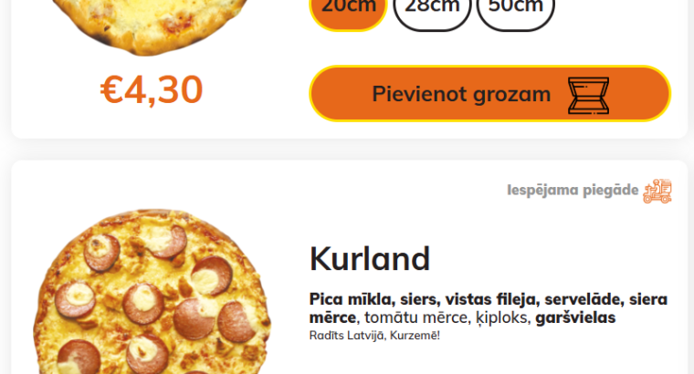 Stender`s Pica ēdienkarte