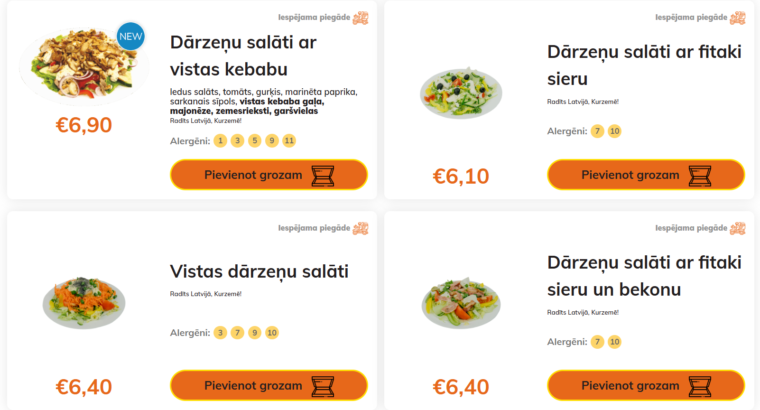 Stender`s Pica ēdienkarte