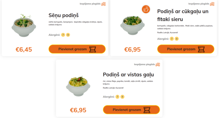 Stender`s Pica ēdienkarte