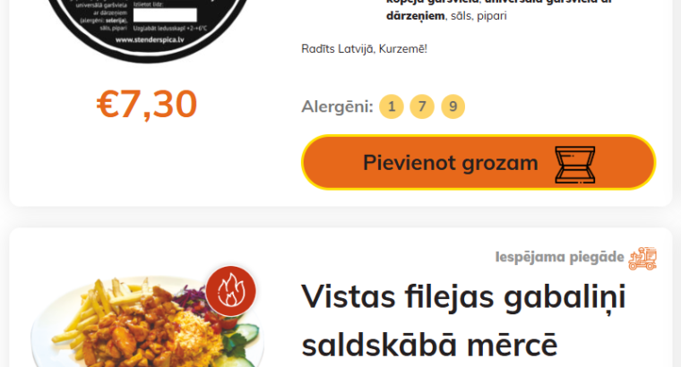 Stender`s Pica ēdienkarte