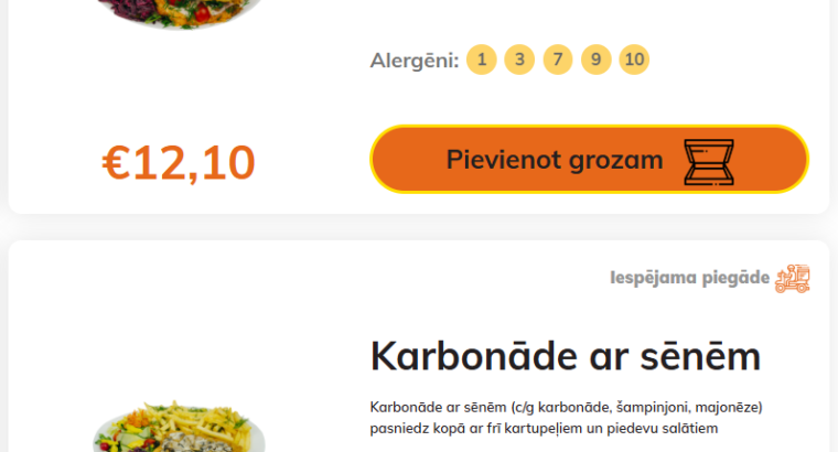 Stender`s Pica ēdienkarte