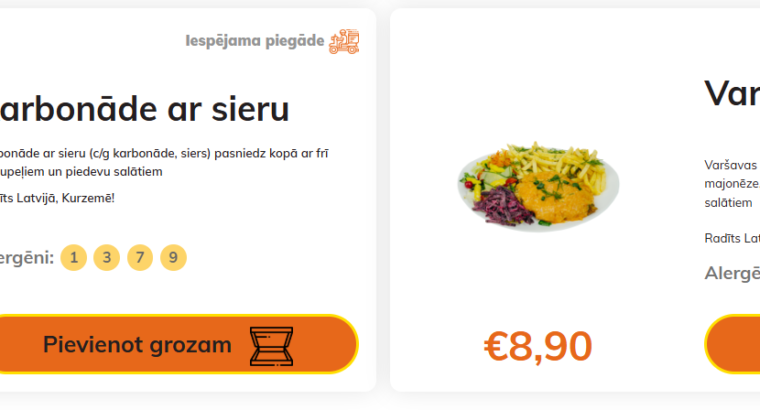 Stender`s Pica ēdienkarte