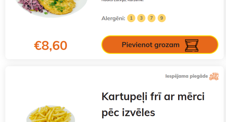 Stender`s Pica ēdienkarte