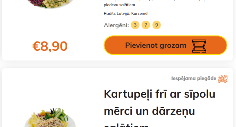 Stender`s Pica ēdienkarte