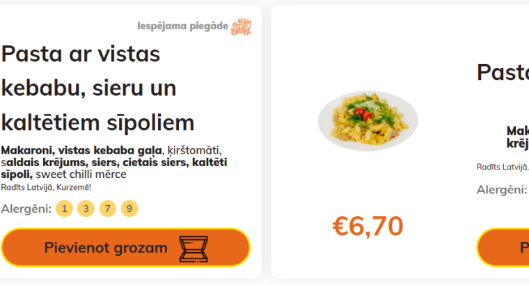 Stender`s Pica ēdienkarte