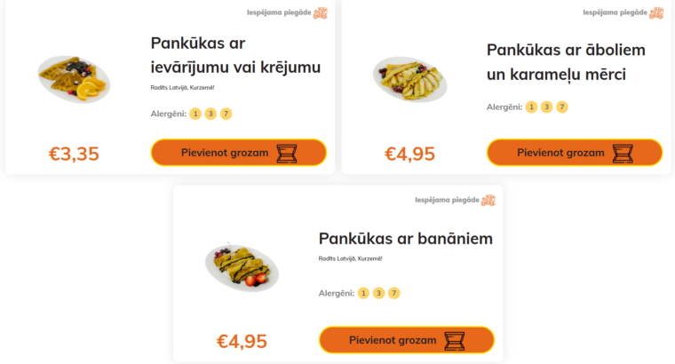 Stender`s Pica ēdienkarte