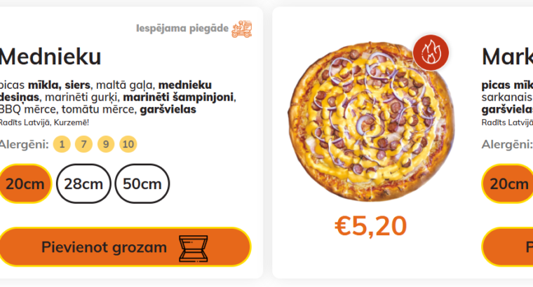 Stender`s Pica ēdienkarte