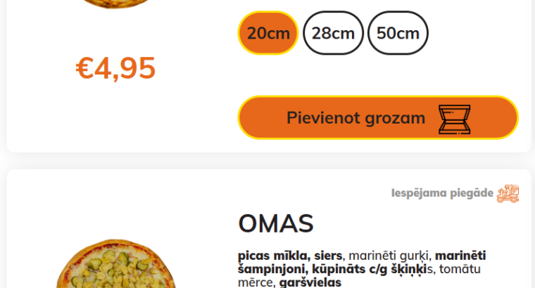 Stender`s Pica ēdienkarte