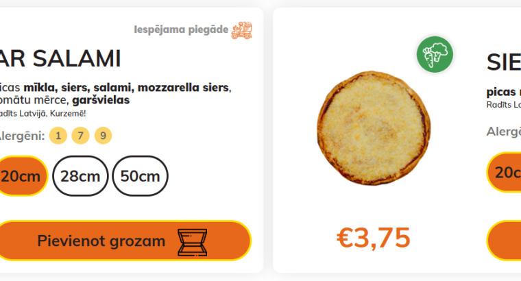 Stender`s Pica ēdienkarte