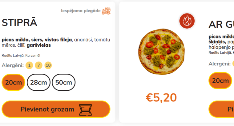 Stender`s Pica ēdienkarte