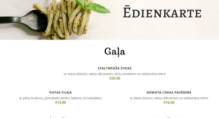 Restorāna “Stikla pērlīšu spēle” Ēdienkarte