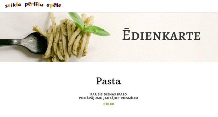 Restorāna “Stikla pērlīšu spēle” Ēdienkarte