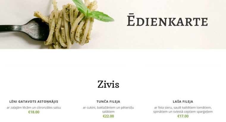 Restorāna “Stikla pērlīšu spēle” Ēdienkarte