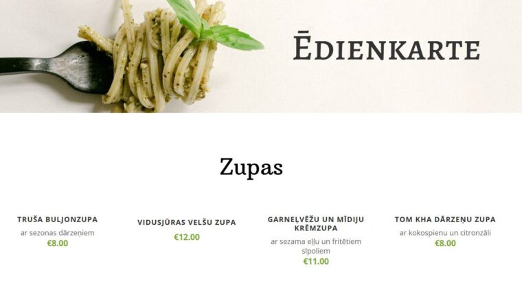 Restorāna “Stikla pērlīšu spēle” Ēdienkarte